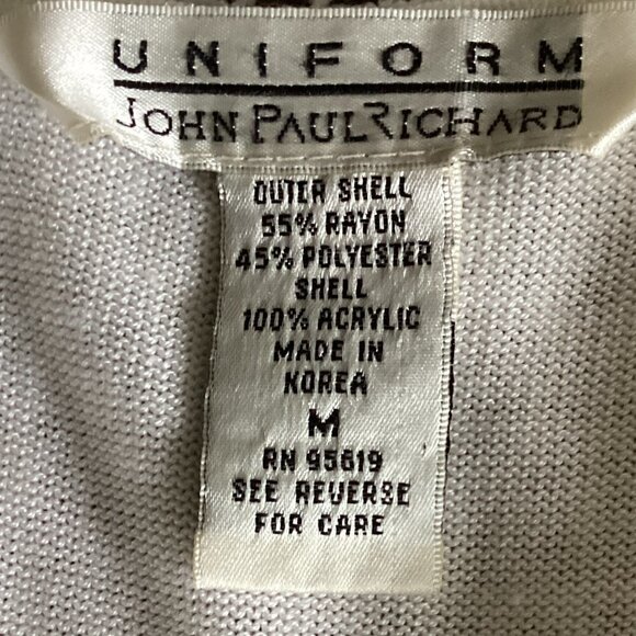 Uniform by John Paul Richards Mesh Sequin Top w/ Under-Tank Top Sz M White 88Q - Picture 5 of 6